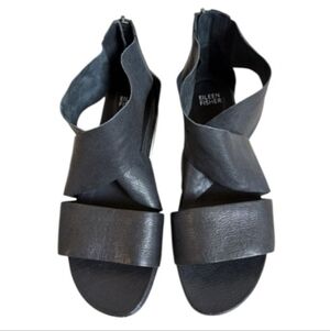 Eileen Fisher Sport Tumbled Leather Sneaker Sandals | Black | Size 9